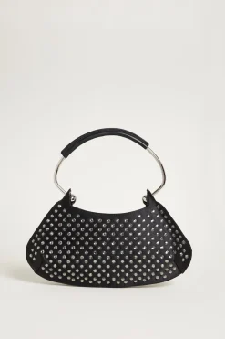 Mini bag in raso con strass - Nero