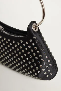 Mini bag in raso con strass - Nero