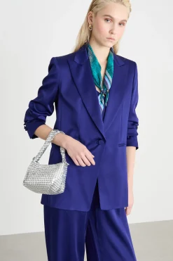 Mini borsa in maglia metallica con strass - Argento