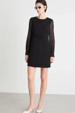 Minidress in cady con fiocco - Nero