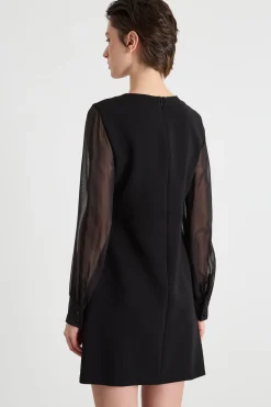 Minidress in cady con fiocco - Nero