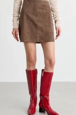 Minigonna con zip - Marrone