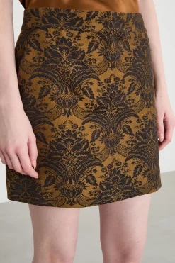 Minigonna in lana tecnica jacquard - Bronzo