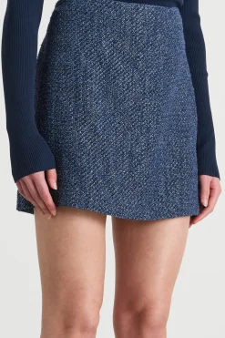 Minigonna in stuoia tweed - Blu