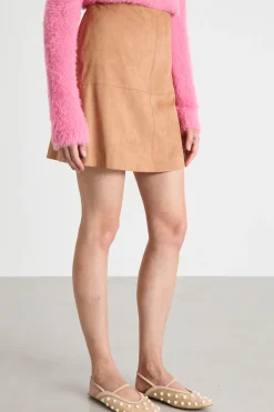 Minigonna in tessuto stretch - Cammello