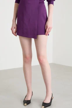 Minigonna pantalone in raso - Viola