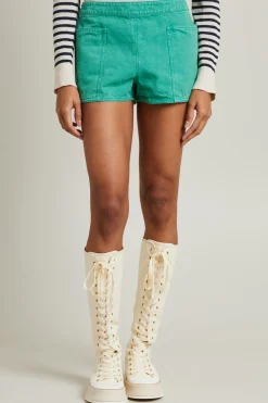 Mini short in canvas di cotone - Verde Acqua