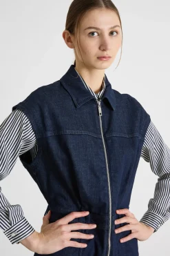 Mini tuta in jeans con zip - Blu