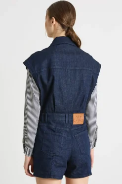 Mini tuta in jeans con zip - Blu
