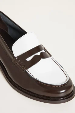 Mocassini in pelle - Marrone Bianco
