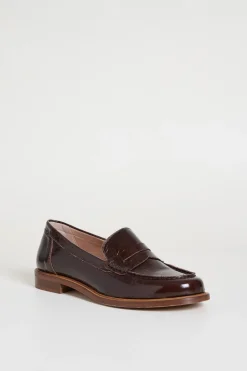 Mocassini in pelle verniciata - Marrone