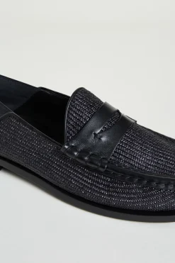 Mocassino effetto rafia - Nero
