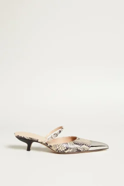 Mule con puntale in metallo - Beige Nero
