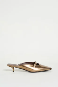 Mule in pelle laminata - Bronzo