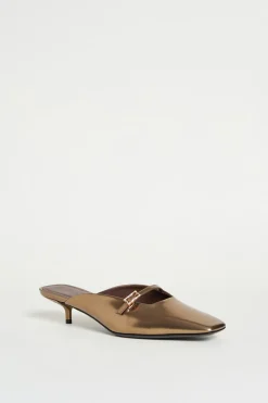 Mule in pelle laminata - Bronzo