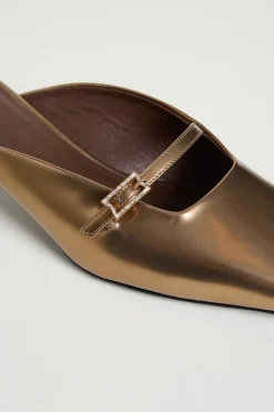 Mule in pelle laminata - Bronzo
