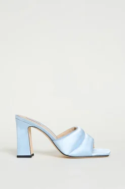 Mule in raso imbottito - Azzurro