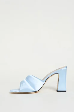 Mule in raso imbottito - Azzurro