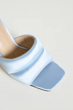 Mule in raso imbottito - Azzurro