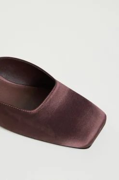Mules slingback in raso - Marrone