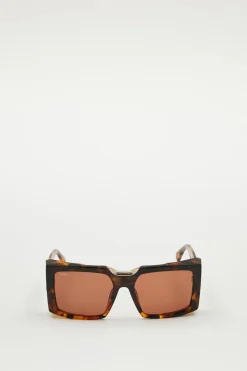 Occhiali da sole squadrati oversize - Marrone Arancione
