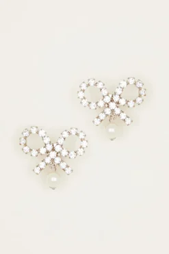 Orecchini a fiocco con strass - Argento