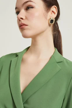 Orecchini a lobo con strass - Nero Oro Argento