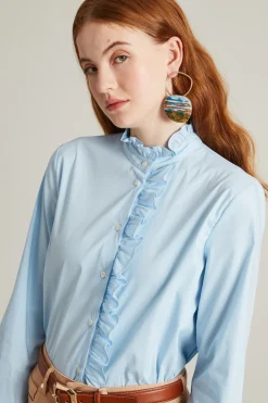 Orecchini con elemento ricamato - Oro Azzurro Verde