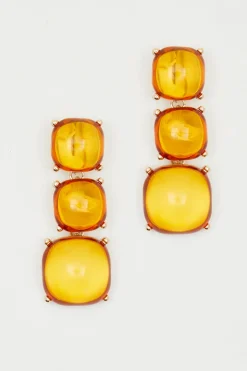 Orecchini pendenti con pietre - Ocra Oro