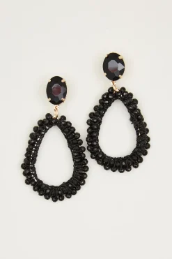 Orecchini pendenti con strass - Nero