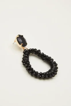 Orecchini pendenti con strass - Nero