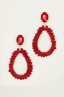 Orecchini pendenti con strass - Rosso