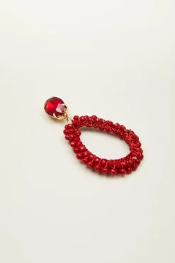Orecchini pendenti con strass - Rosso