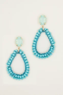 Orecchini pendenti con strass - Turchese