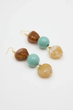 Orecchini pendenti - Marrone Azzurro Beige