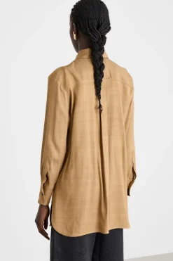 Over shirt con cintura - Cammello