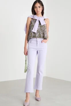 Pantalone aderente con gamba cropped - Lilla