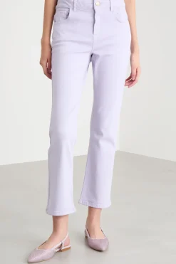 Pantalone aderente con gamba cropped - Lilla