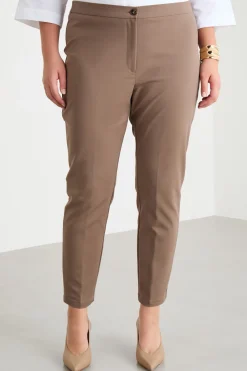Pantalone aderente in doppia tela - Marrone