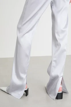Pantalone aderente in raso - Argento