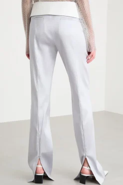 Pantalone aderente in raso - Argento