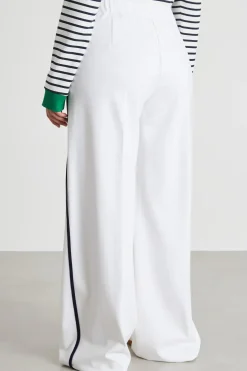 Pantalone ampio con bande a contrasto - Bianco Nero