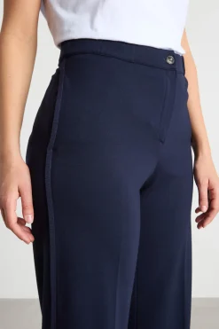 Pantalone ampio con bande a contrasto - Blu