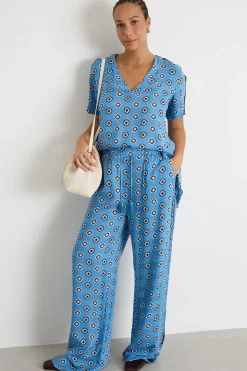 Pantalone ampio con coulisse - Azzurro