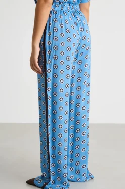 Pantalone ampio con coulisse - Azzurro