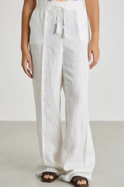 Pantalone ampio con coulisse e nappe - Bianco