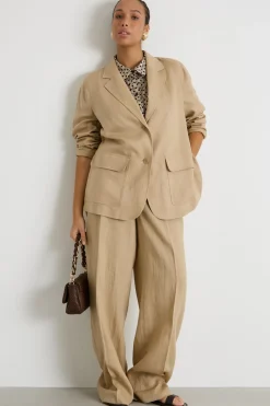Pantalone ampio con coulisse e nappe - Cammello