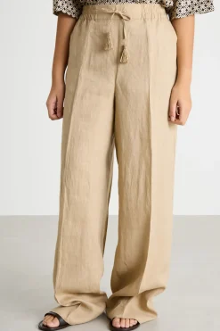 Pantalone ampio con coulisse e nappe - Cammello