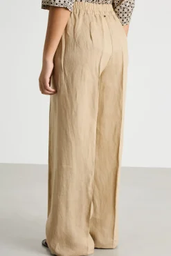 Pantalone ampio con coulisse e nappe - Cammello