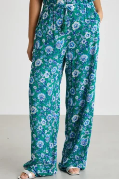 Pantalone ampio con coulisse - Verde Blu